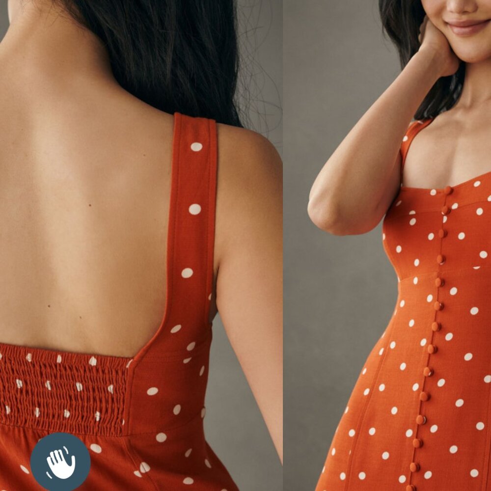ANTHROPOLOGIE MAEVE polka dot button front midi dress 2 - Picture 2 of 6